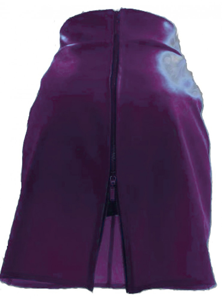 Purple faux leather skirt with 2 double zippers