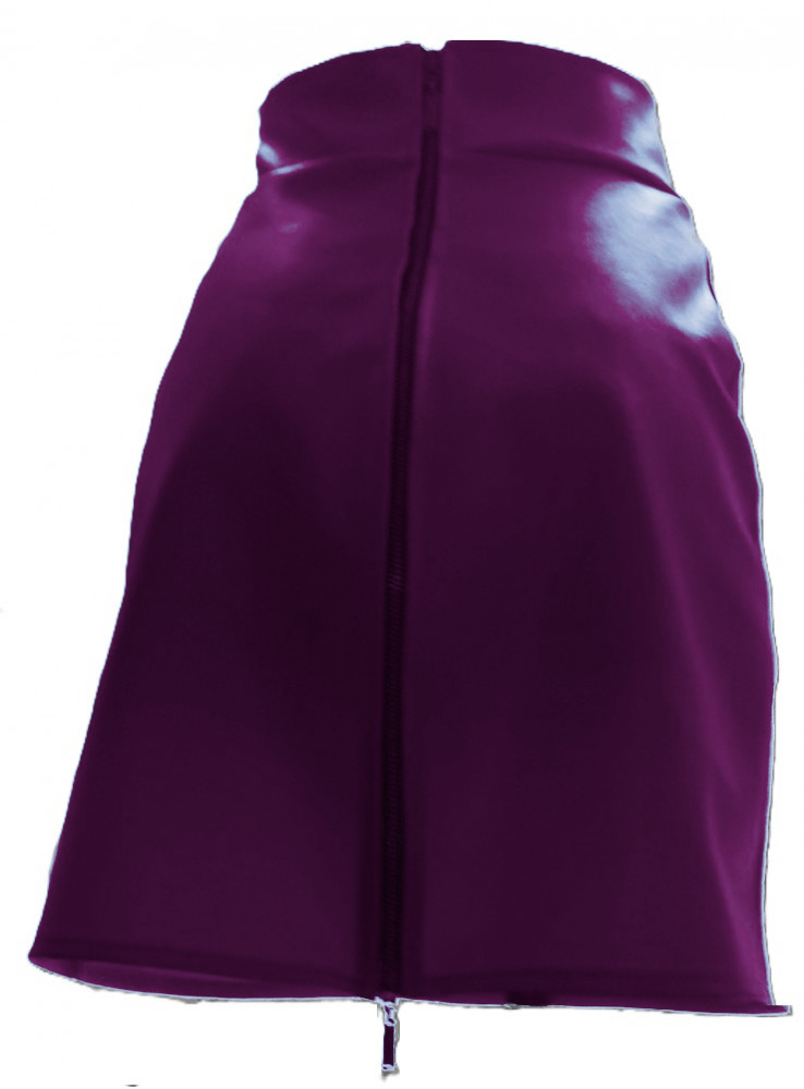 Purple faux leather skirt with 2 double zippers