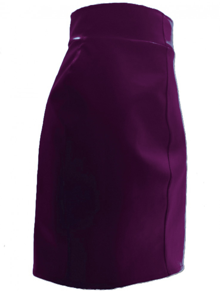 Purple faux leather skirt with 2 double zippers