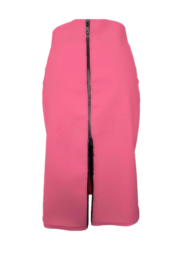 Pink faux leather skirt 2 double zipper produced in Germany -