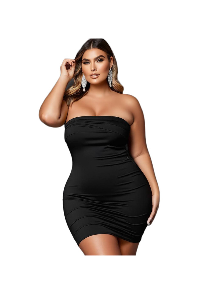 Black cotton bandeau dress plus size from FGirth® Buy now - 