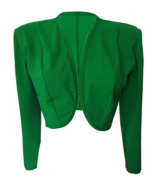 Sizes 34 - 52 Green Cotton Stretch Short Jacket from Magdeburg Production