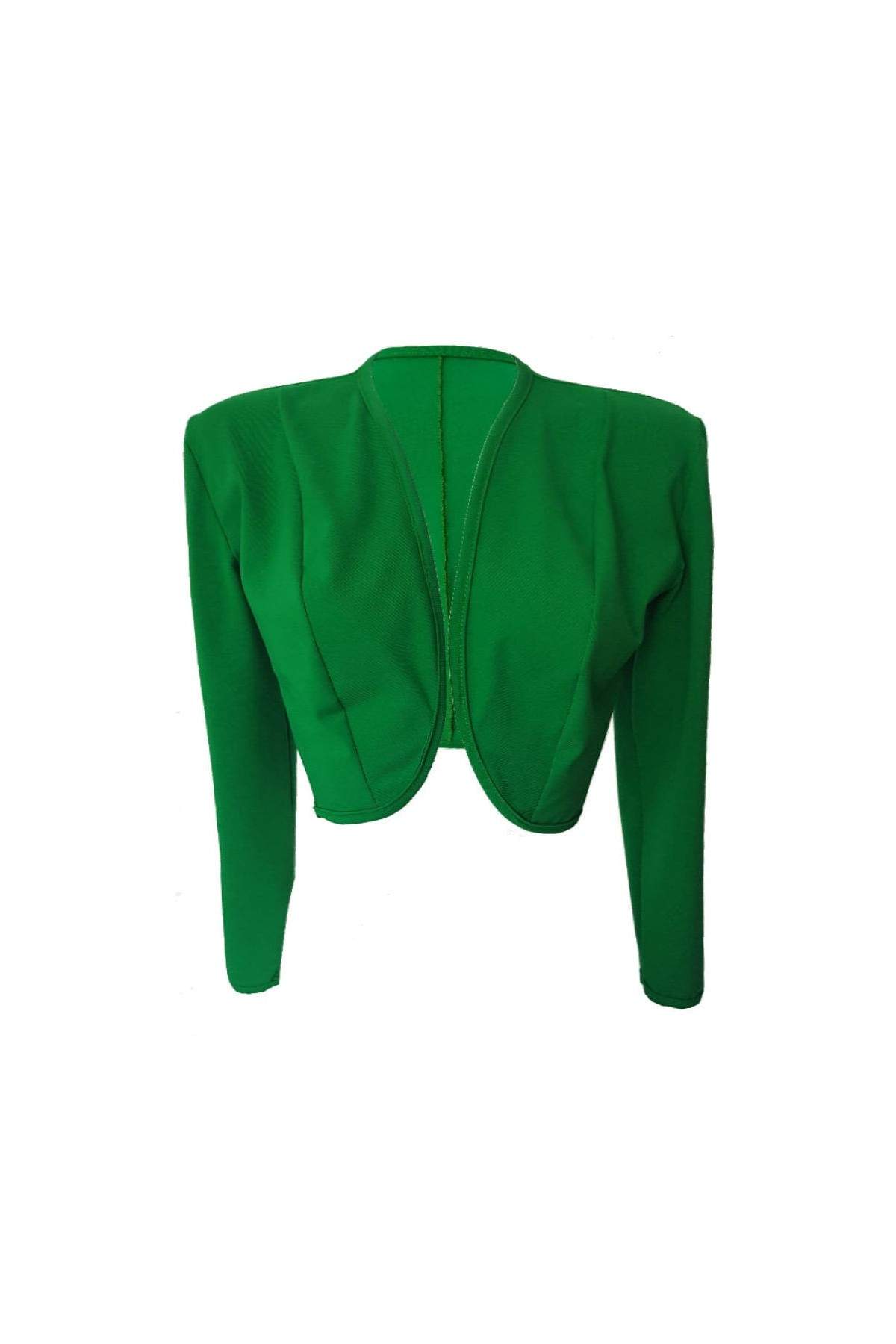 Sizes 34 - 52 Green Cotton Stretch Short Jacket from Magdeburg Production - 