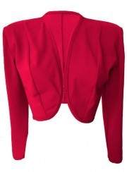 black week Save 15% Red Cotton Stretch Short Jacket - 