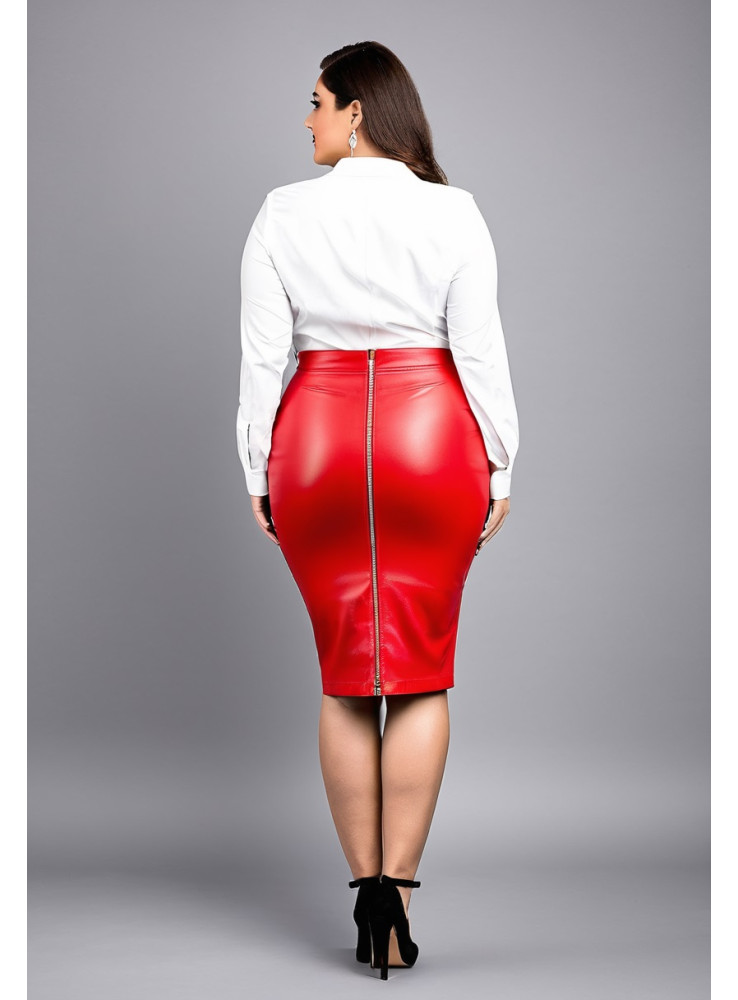 4370011843370 - Red faux leather skirt up to 4XL - 