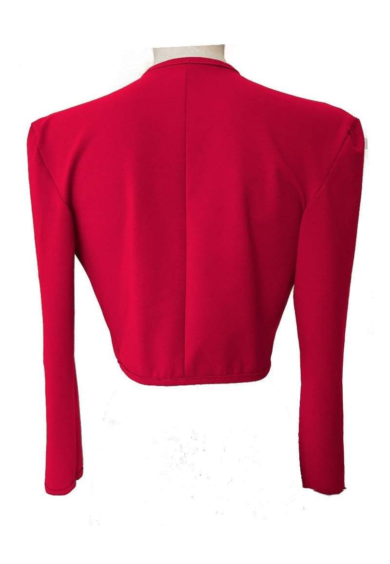 Red cotton stretch short jacket produced in Germany -