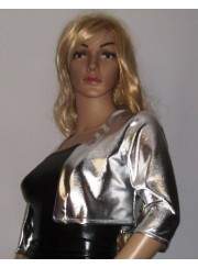 Leather look silver short jacket - 