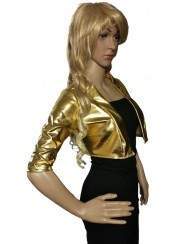 Leather look short jacket gold - 