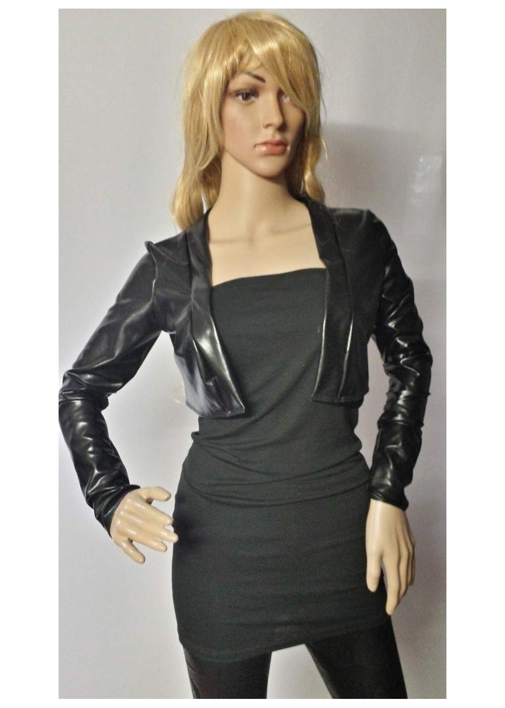 Leather-look short jacket black - 