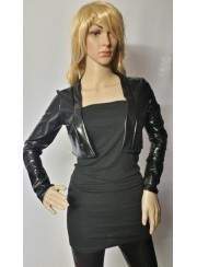 Leather-look short jacket black - Rabatt