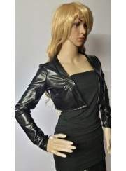 Leather-look short jacket black - 