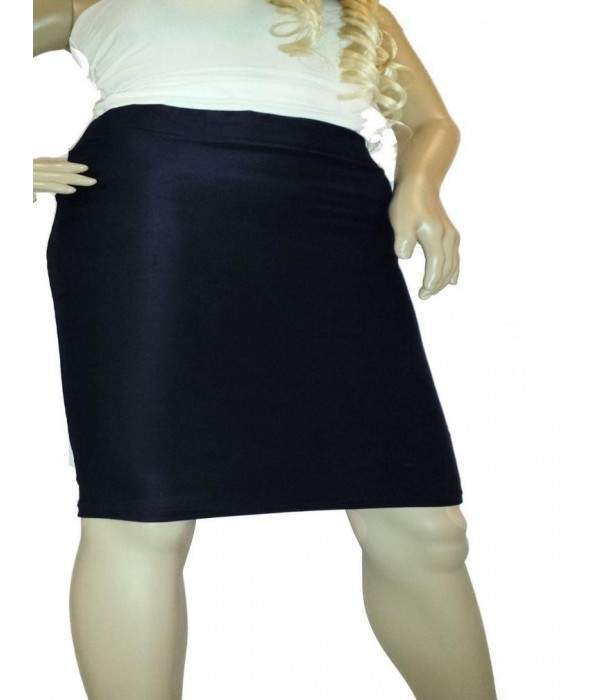 Blue Stretch Skirt Knee Length Sizes 44 - 52
