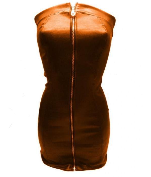 Super soft leather dress orange