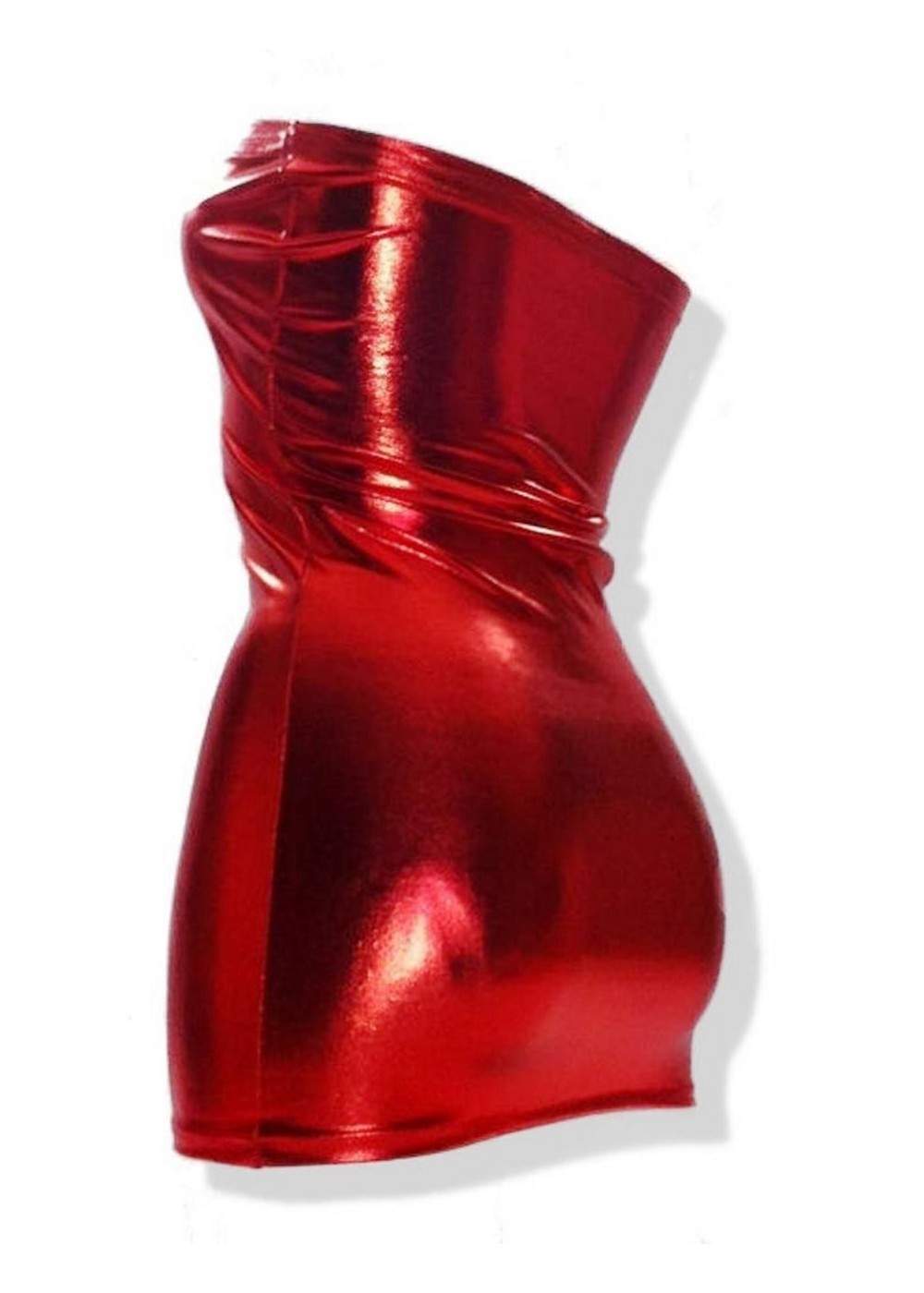Leder-Optik Rotes Bandeau Kleid - 