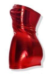 Extravagantes Leder-Optik Rotes Bandeau Kleid - Rabatt