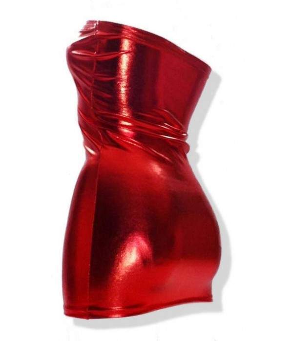 bargain Leather Look Red Bandeau Dress - Jetzt noch mehr sparen