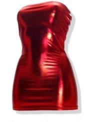 Extravagantes Leder-Optik Rotes Bandeau Kleid - 