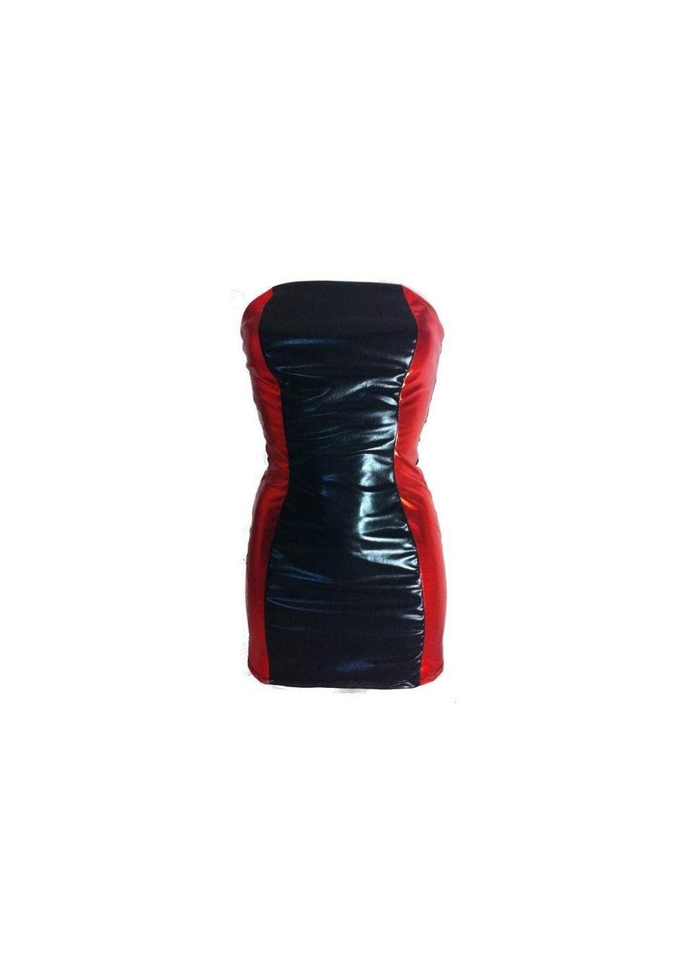 Leder-Optik BANDEAU-Kleid schwarz rot - 