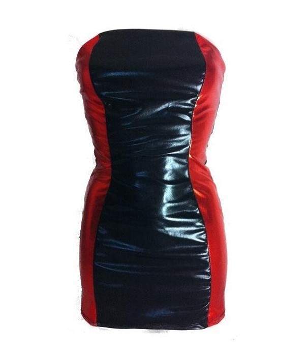 Schnäppchen 5 % Rabatt Leder-Optik BANDEAU-Kleid schwarz rot online... - Jetzt noch mehr sparen