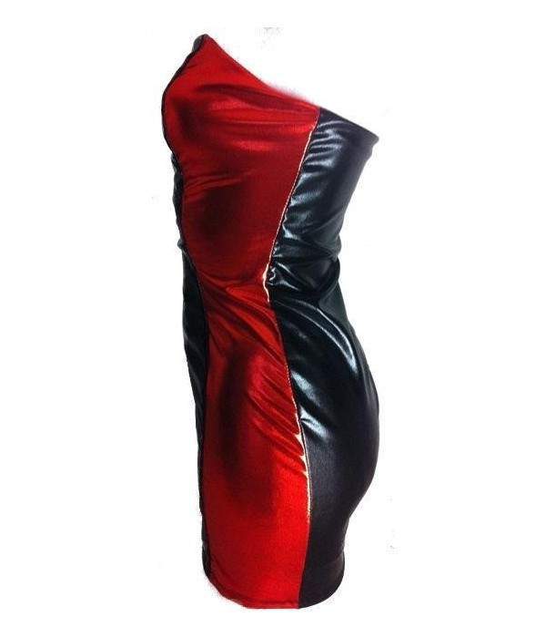 bargain Leather look BANDEAU dress black red - Jetzt noch mehr sparen