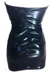 Leder-Optik BANDEAU-Kleid schwarz rot - 