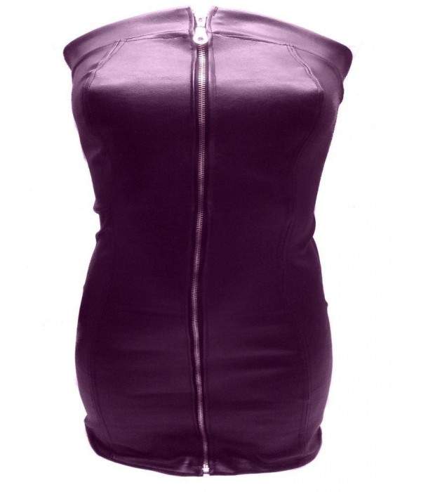 Designer leather dress purple size L - XXL (44 - 52)