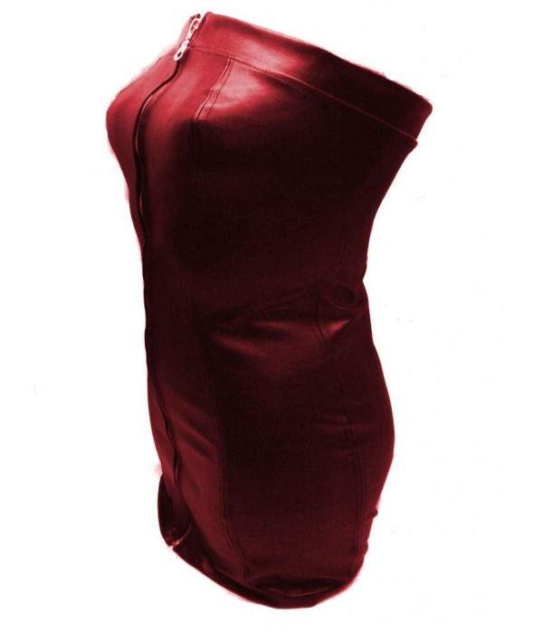 Softes Designer Leder Kleid rot Größe L - XXL (44 - 60)