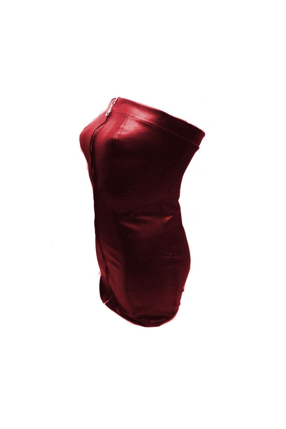 Spare 15 Prozent auf Softes Designer Leder Kleid rot Größe L - XXL ... - 