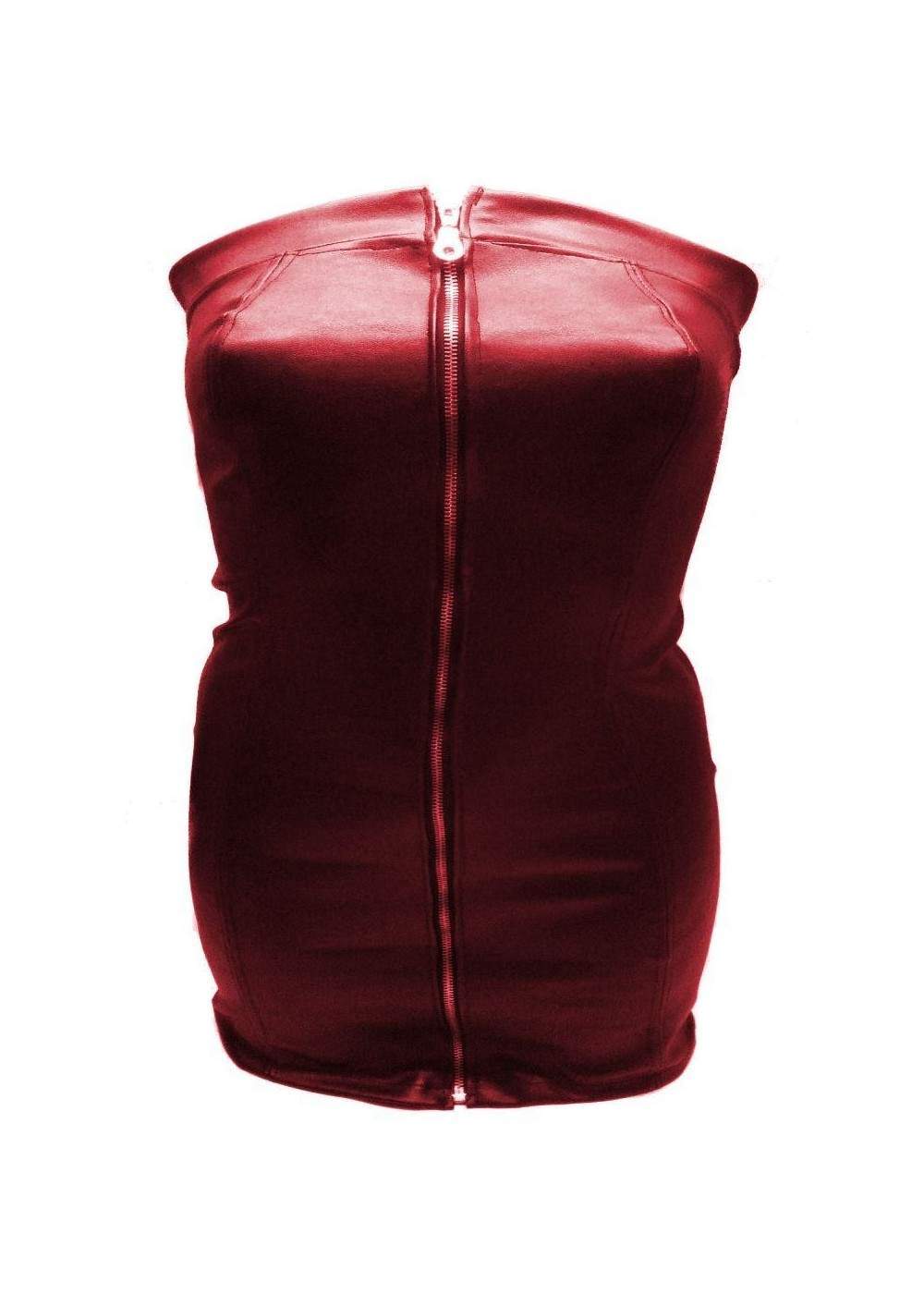 Vestido de cuero suave de diseño rojo talla L - XXL (44 - 52) - Deutsche Produktion
