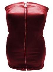 Extravagantes Softes Designer Leder Kleid rot Größe L - XXL (44 - 52) - 