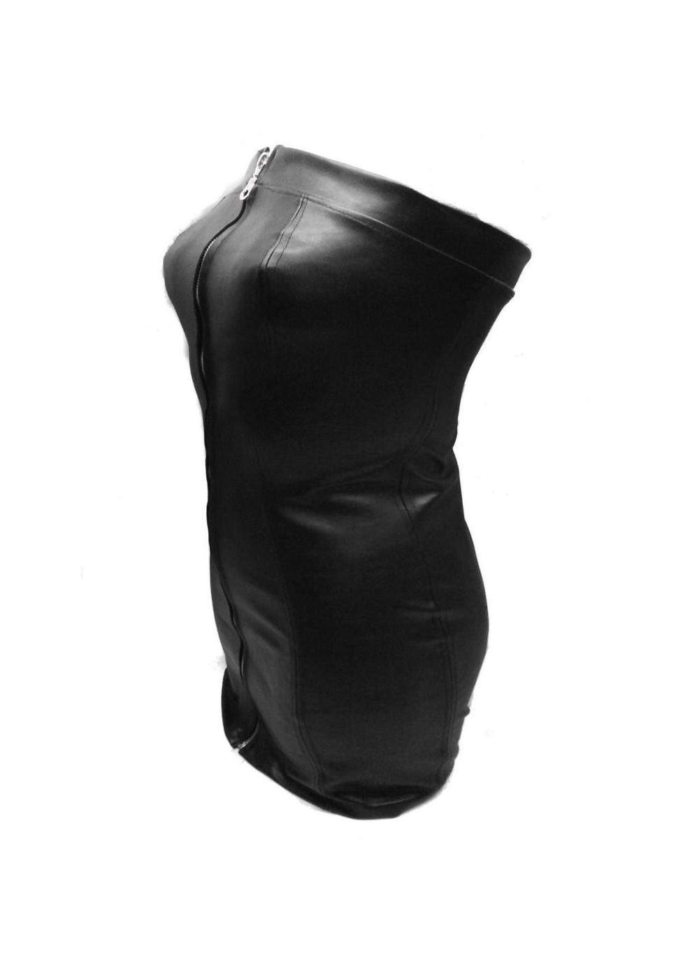 Designer Leder Kleid schwarz Größe L - XXL (44 - 52) - 