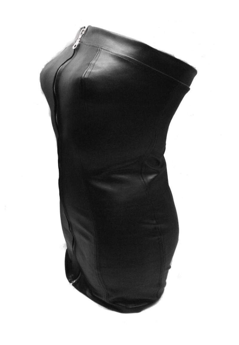 Oversized black faux leather dress made in Germany -