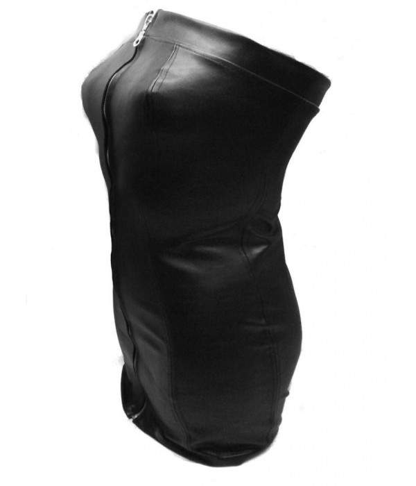 Designer Leder Kleid schwarz Größe L - XXL (44 - 60)