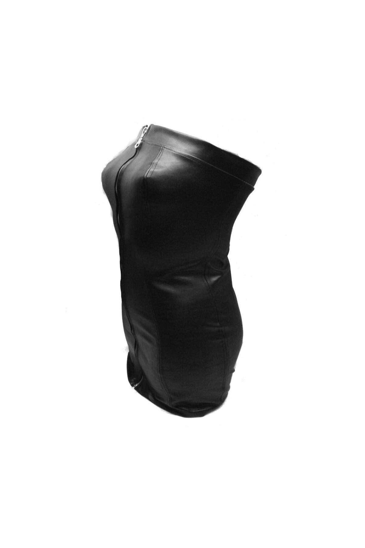 Vestido de cuero negro de diseño talla L - XXL (44 - 52) - Deutsche Produktion