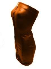 semana negra Ahorre 15% Vestido de cuero súper suave de color naran... - 