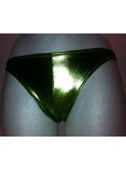 black week Save 15% Leather-look Green Tanga - 
