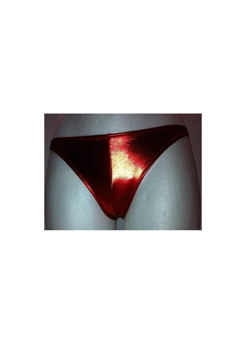 Leather-look red thong - 