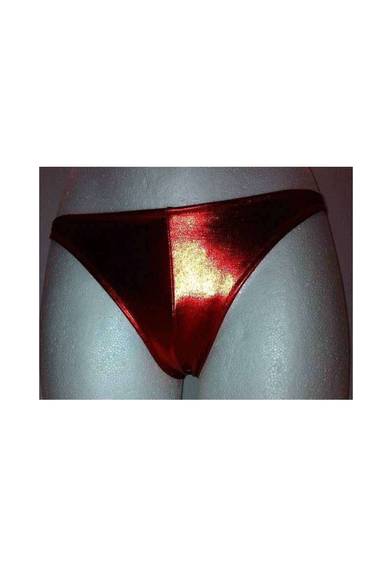 Leather-look red thong - 