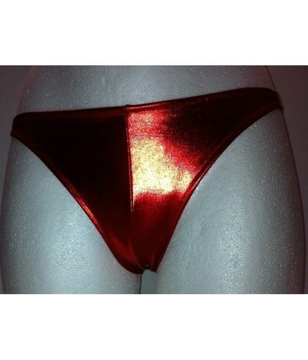 Leather-look red thong