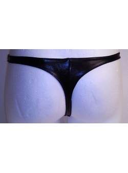 Tanga negra de cuero óptico