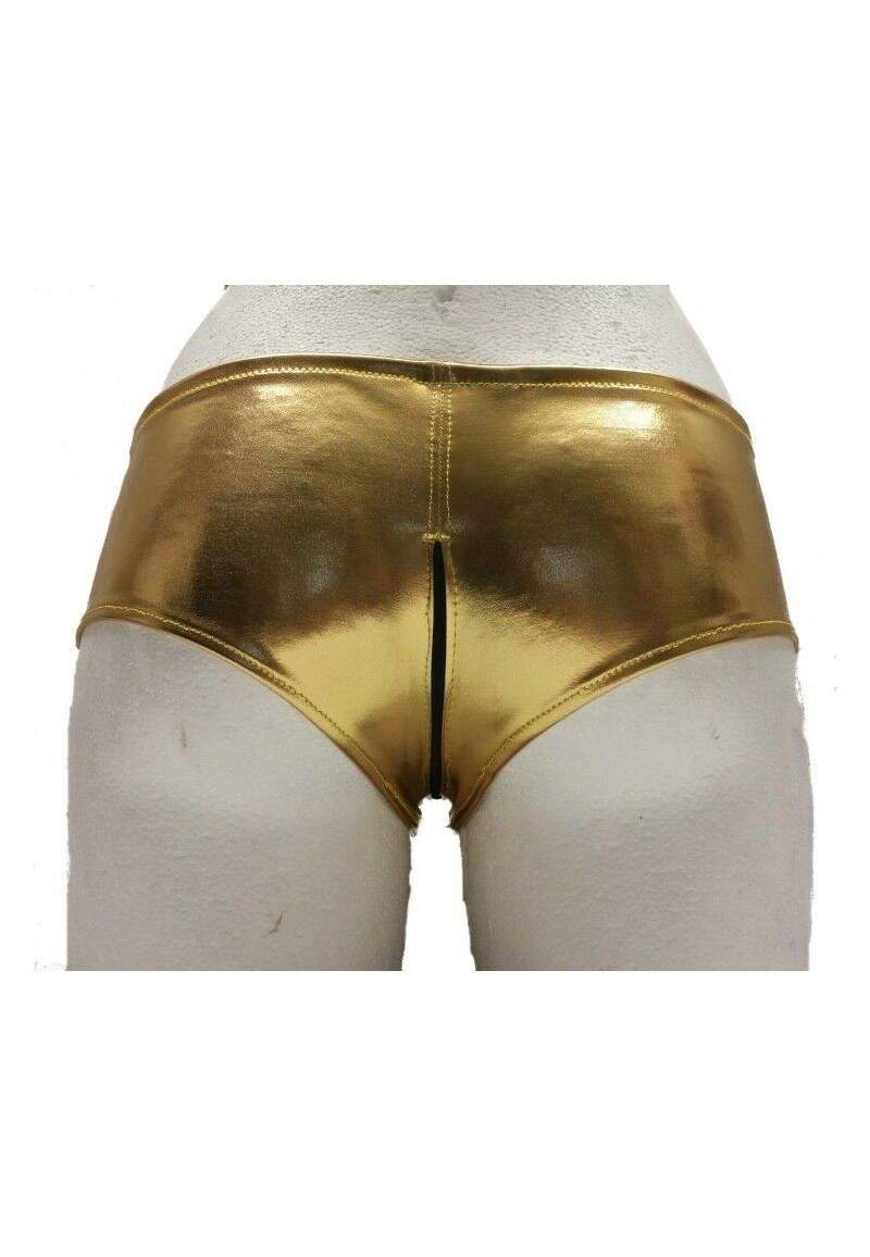 Ouvert hotpants gold with zipper sizes 34 - 42 in Germany. -