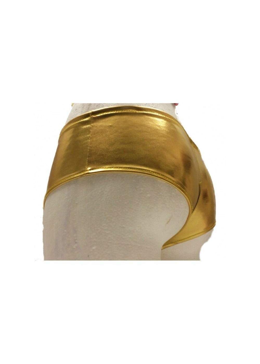 Leather look Ouvert Hotpants Gold with zipper sizes 34 - 42 - 