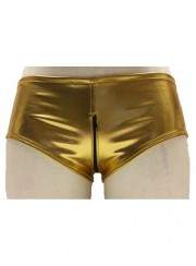 Leather look Ouvert Hotpants Gold with zipper sizes 34 - 42 - Rabatt