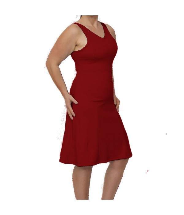 Red strap dress with V-neck