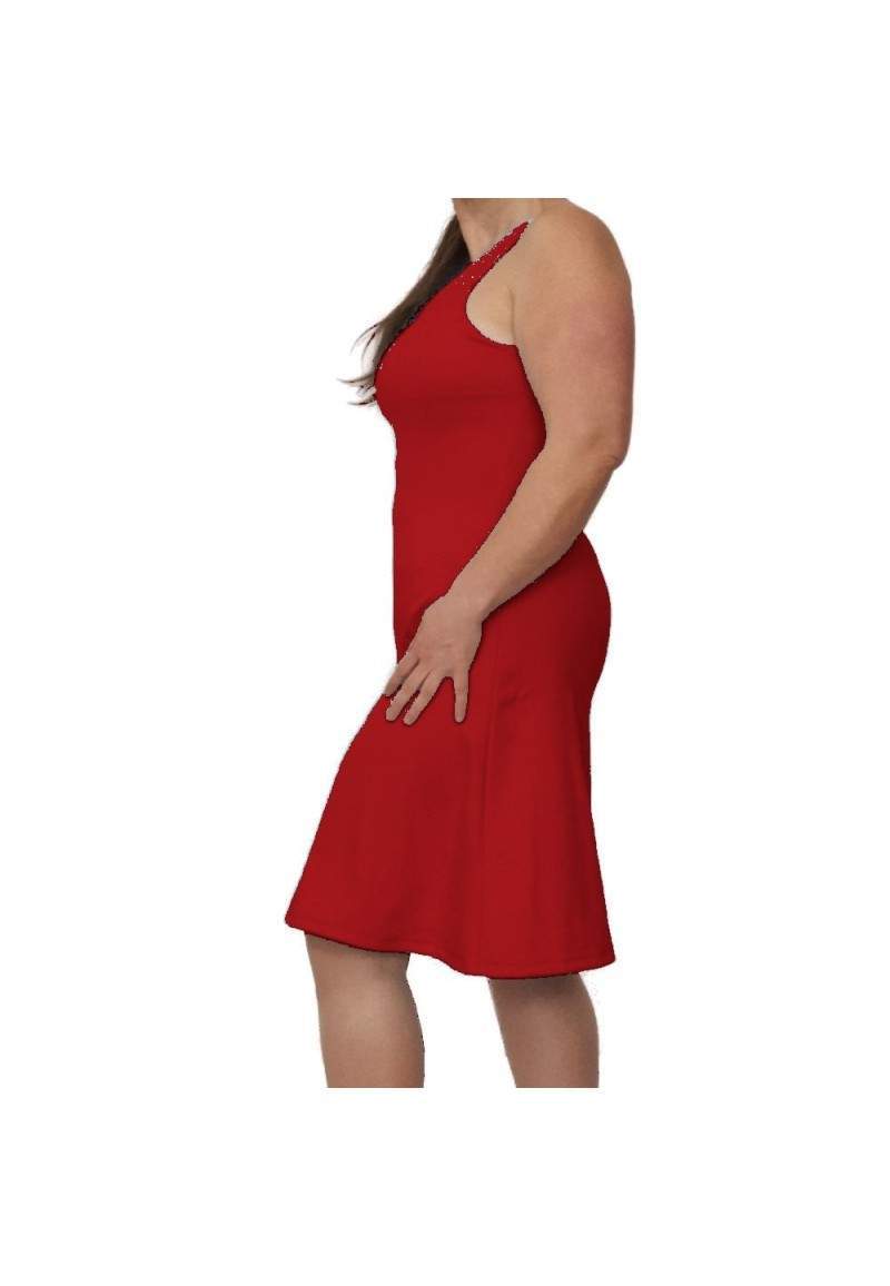 Vestido rojo de tirantes con escote en V Haga su pedido online a ba... - 