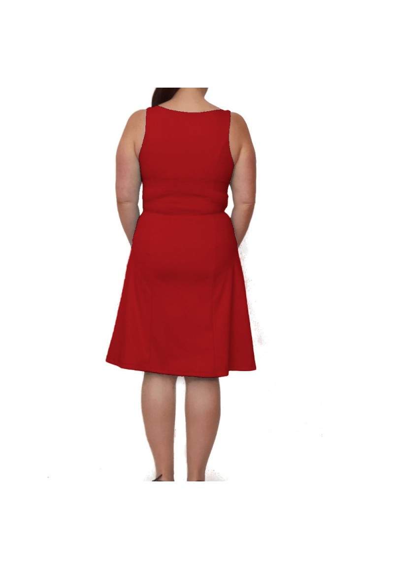 Red strap dress with V-neck produced in Germany -