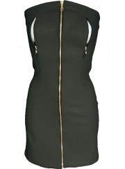 Black leather dress nipple-free with zippers - Jetzt noch mehr sparen
