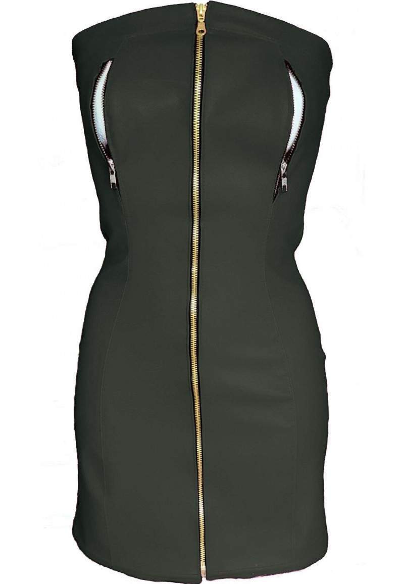 Black leather dress nipple-free with zippers - 