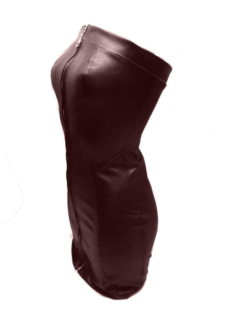 Soft imitation leather dress brown Sizes 32 - 60 produced in Germany -