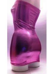 Leather Look Pink Bandeau Dress - 